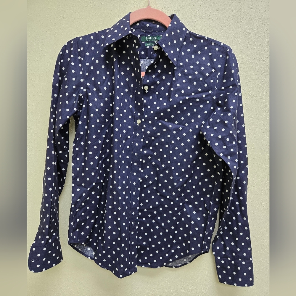 Navy Blue Polka Dot Shirt